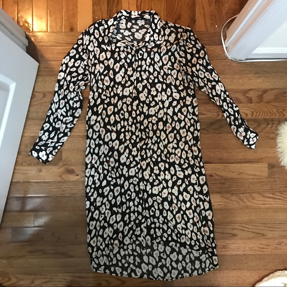 Zara button up leopard dress